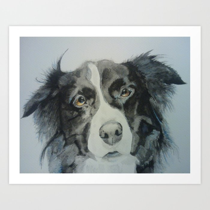700x700 Watercolor Border Collie Portrait Art Print By Wolfieeee Society6
