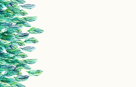 470x301 Green Watercolor Leaves Border Print On Cream Small Print