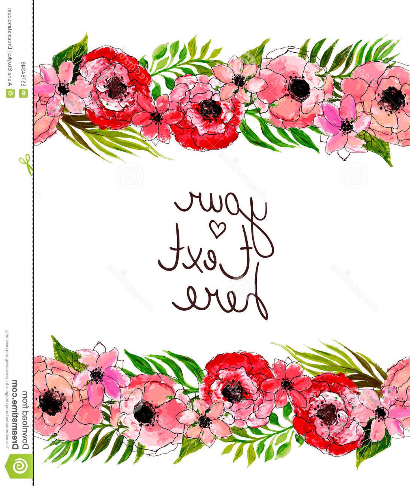 1316x1560 Stock Illustration Floral Border Pink Flowers Seamless Frame