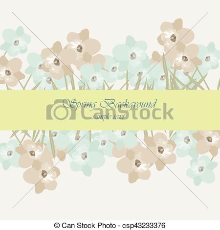 450x470 Vintage Flowers Card Border. Watercolor Flowers Illustration