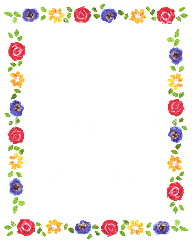 812x1024 Colorful Border Watercolor Painting With Flower Elements