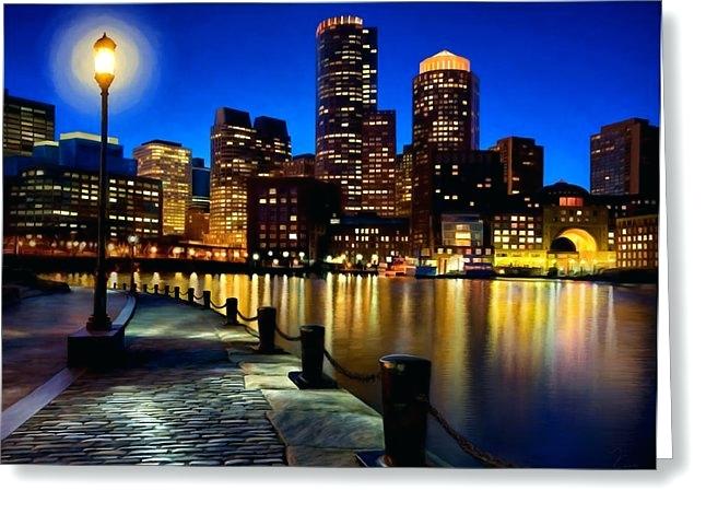 646x470 Boston Skyline Painting Watercolor Print City Infinitegames