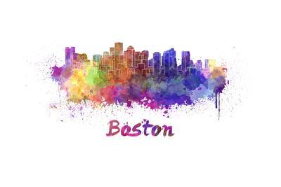400x267 Boston Skyline In Watercolor Art Print By Paulrommer