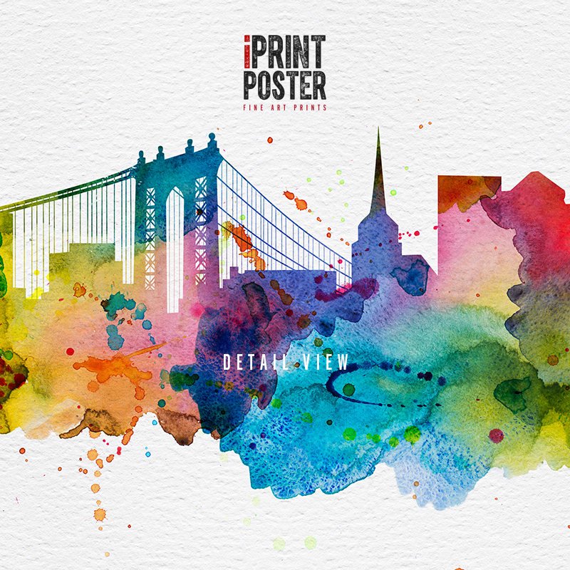 800x800 Boston Skyline Art Print Colourful Watercolour