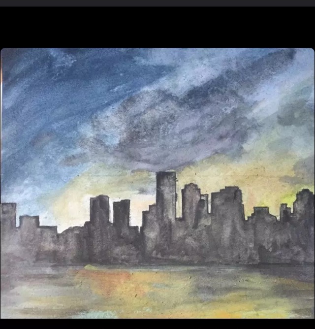 640x668 Boston Skyline Watercolor!