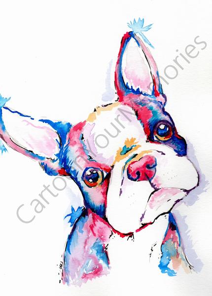 430x600 Boston Terrier Watercolor Print Cartoon Your Memories