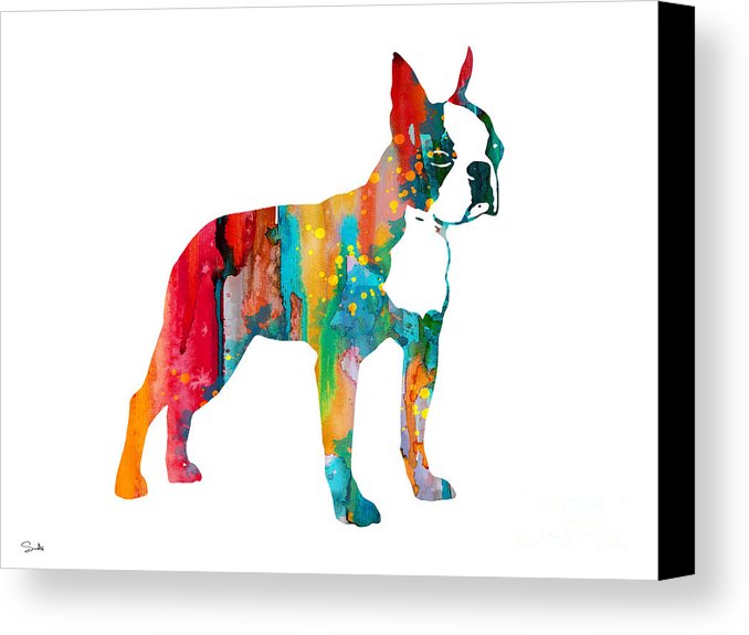 678x575 Boston Terrier 2 Canvas Print Canvas Art By Watercolor Girl