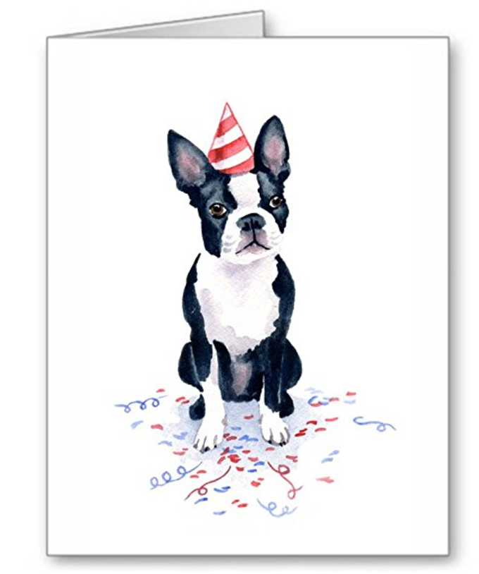 680x814 Boston Terrier Birthday Card Watercolor Print Good Dog! Gifts