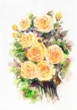 246x350 Artfido Buy Art Online Watercolor Floral Painting Roses