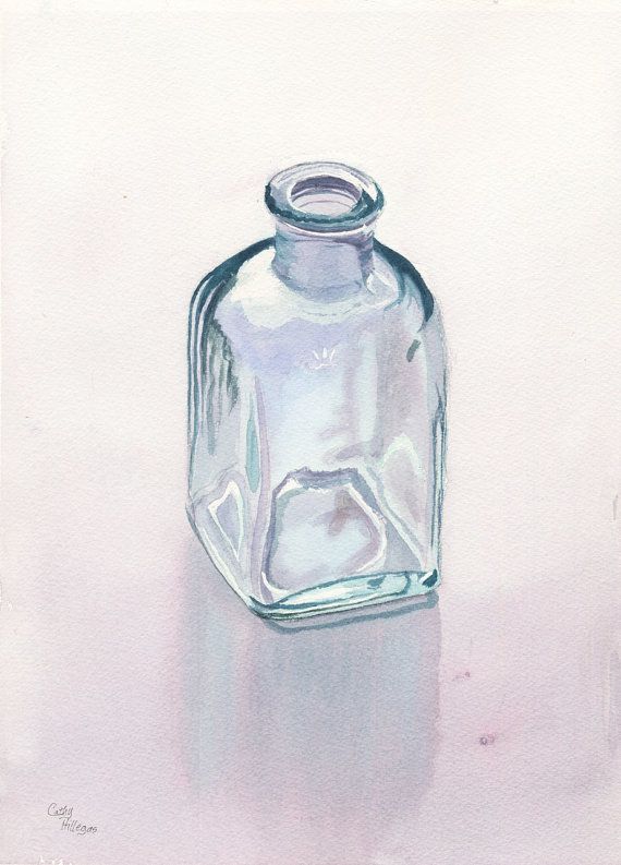570x793 Glass Bottle Art Watercolor Painting Print By Cathy Hillegas