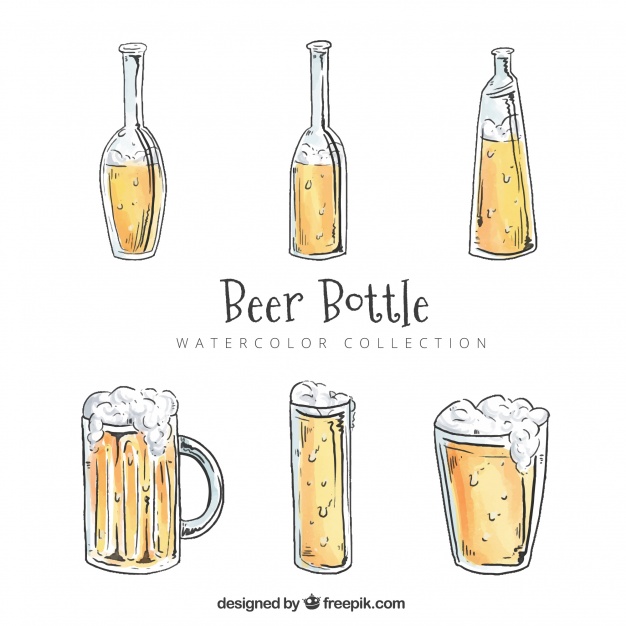 626x626 Watercolor Beer Bottle Collection Vector Free Download