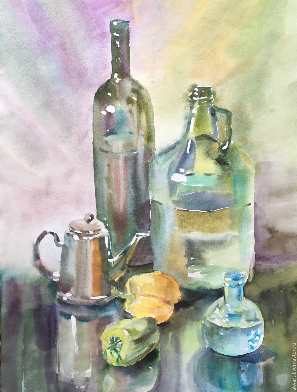 1137x1500 Watercolor. Painting Watercolor. Still Life With Bottles And