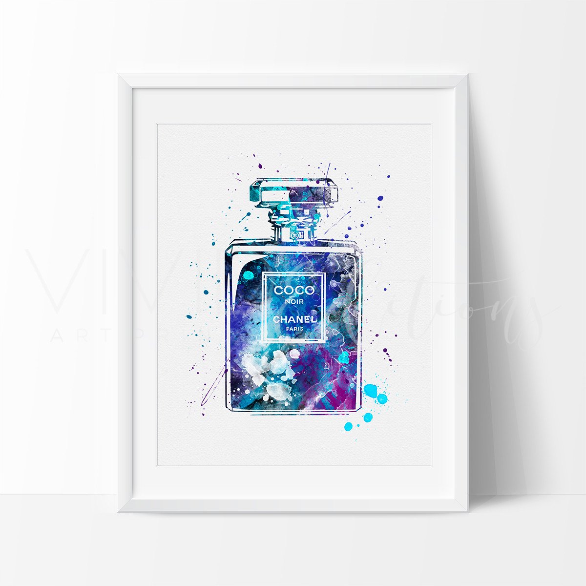 1200x1200 Chanel Coco Noir Perfume Bottle Watercolor Art Print Wall Decor