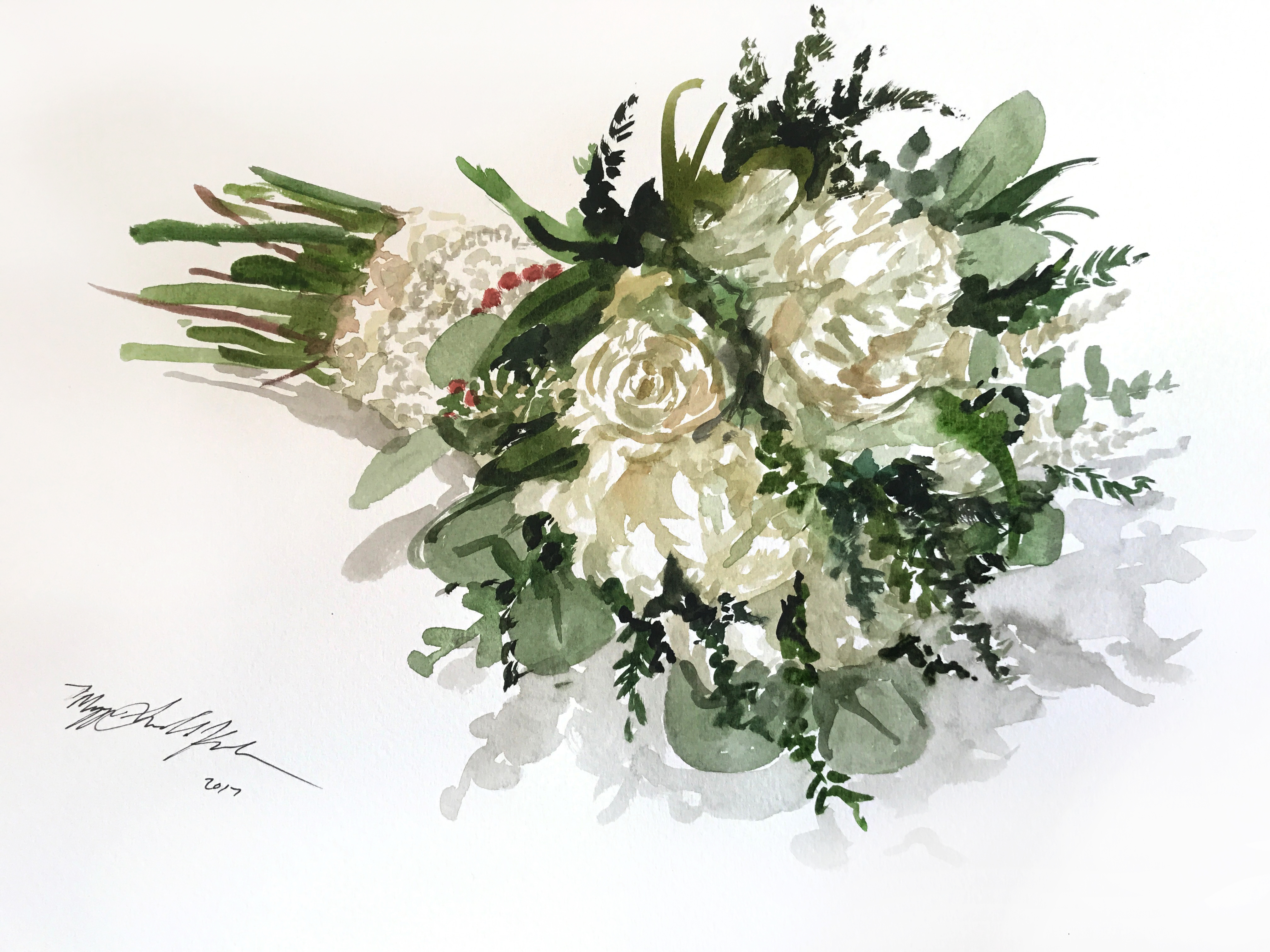 4032x3024 Bridal Bouquet Watercolor Painting Iamnotmaggie