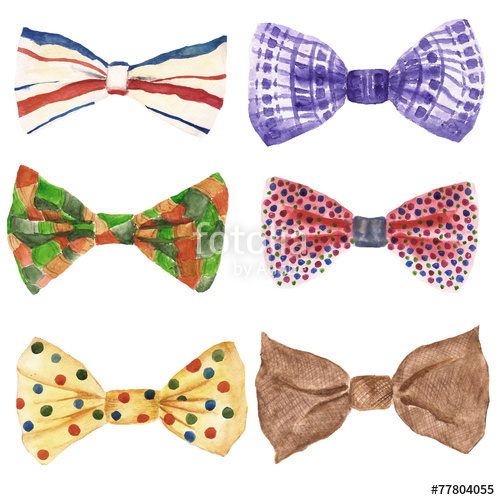 500x500 Watercolor Illustration With Bow Tie. Fashion Background Stock