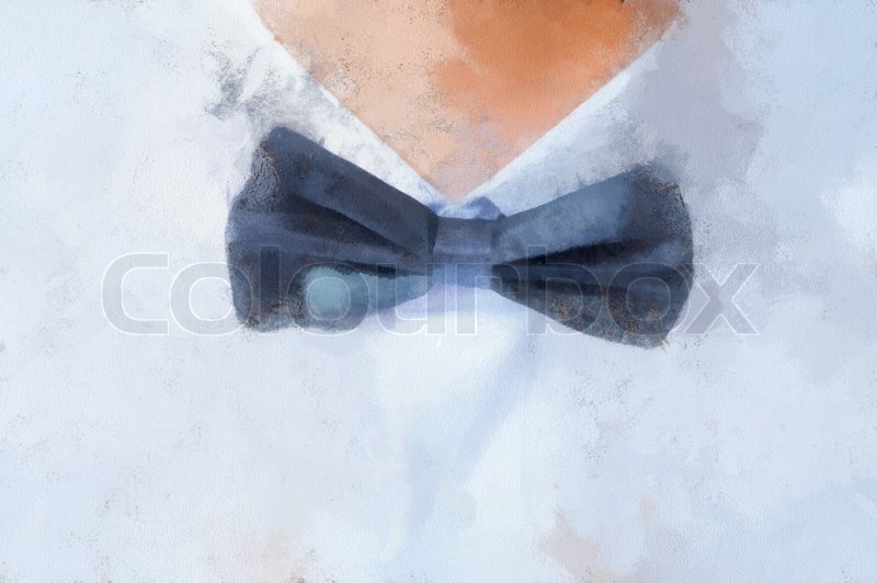 800x532 Watercolor Painting The Bow Tie Closeup Horizontal Shot Stock