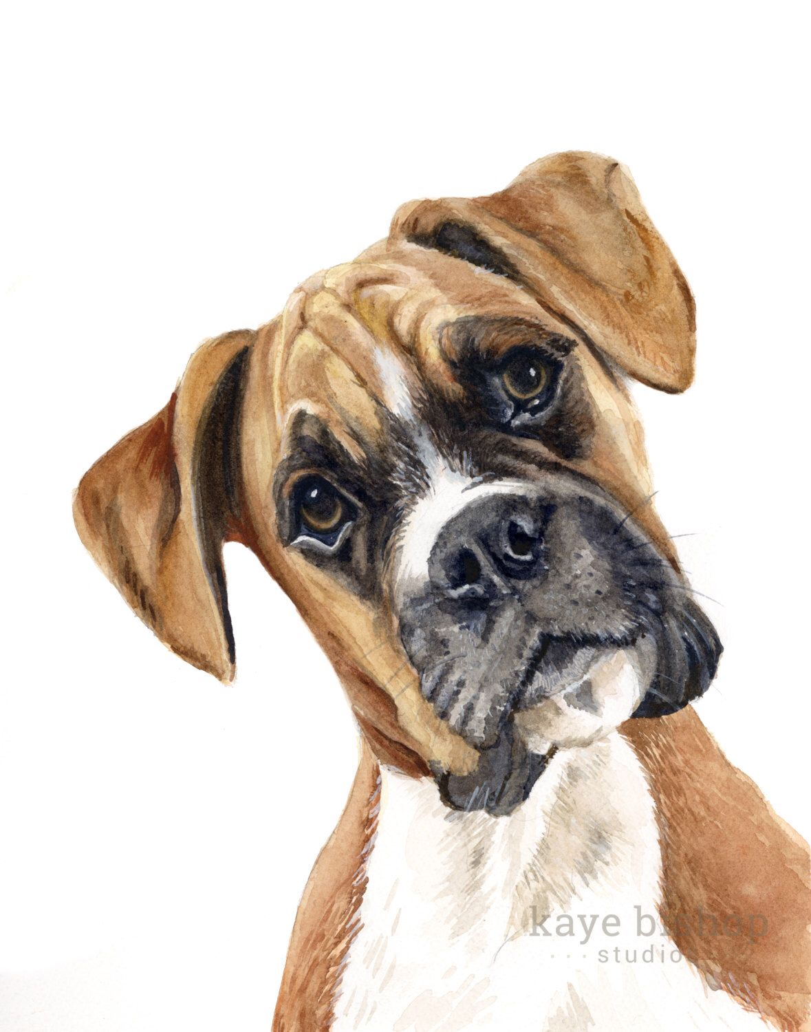 1179x1500 Boxer Watercolor Painting, Animal Art, Boxer Painting, Boxer