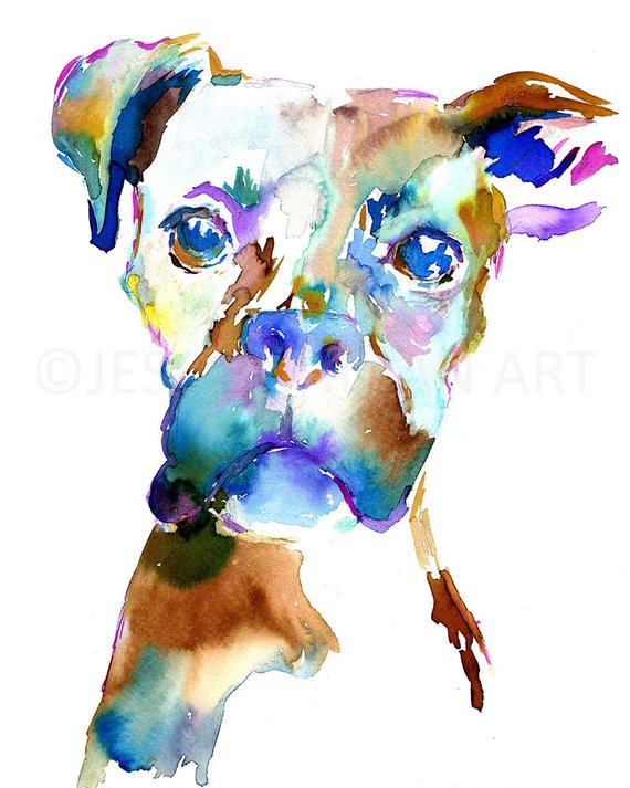 570x713 Boxer Watercolor Print Boxer Watercolor Painting Print Of Etsy