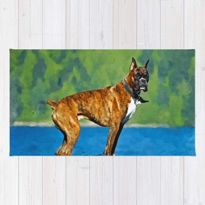 700x700 Boxer Dog Watercolor Digital Art Rug By K9printart Society6