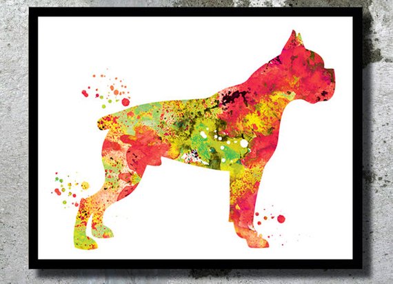 570x412 Boxer Dog Watercolor Print Dog Art Print Boxer Poster Home