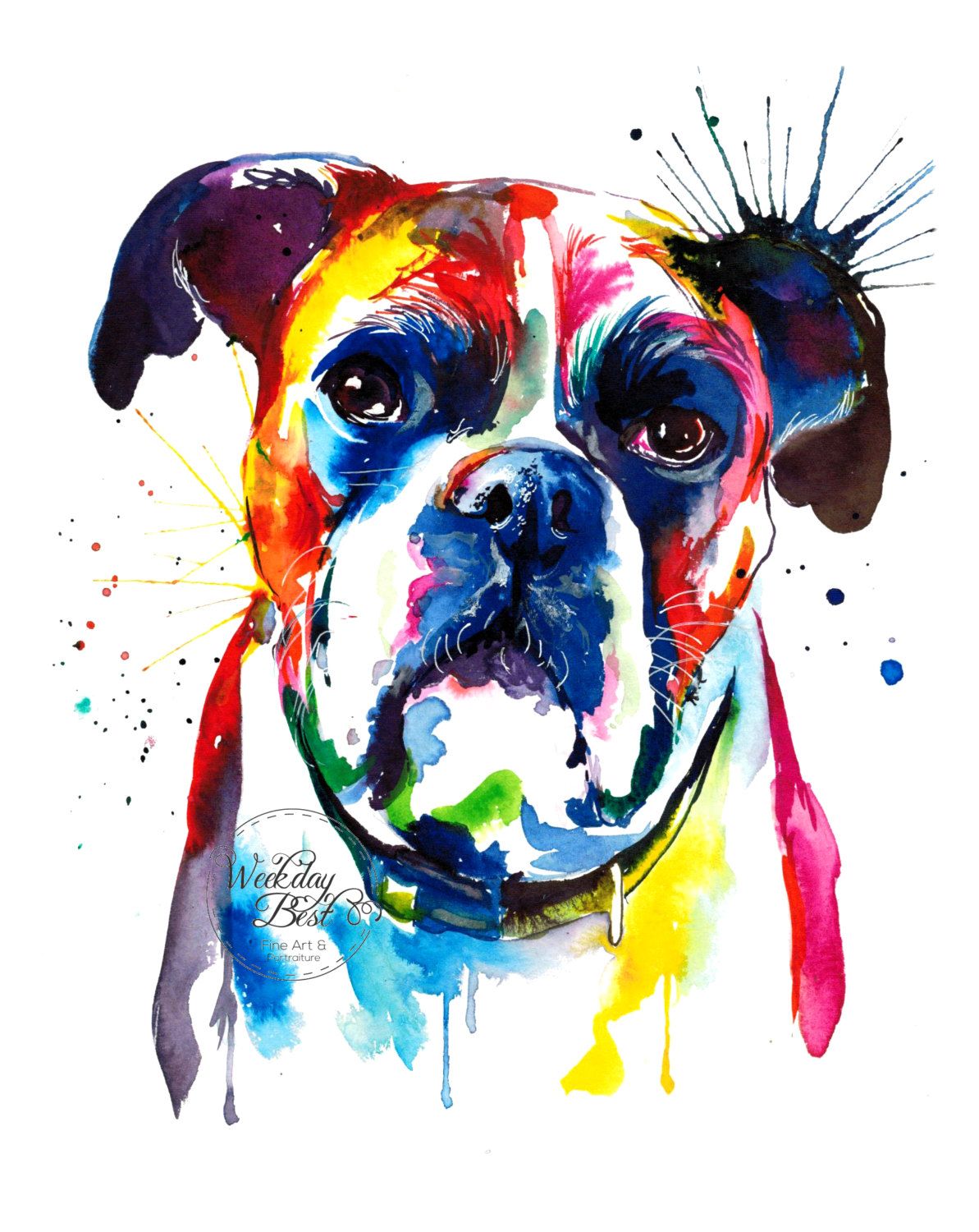 1193x1500 Colorful Boxer Dog Art Print