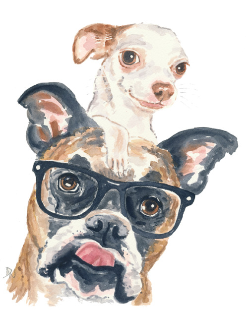 500x625 Artists On Tumblr Boxer Dog Chihuahua Dog Watercolor Waterinmypaint