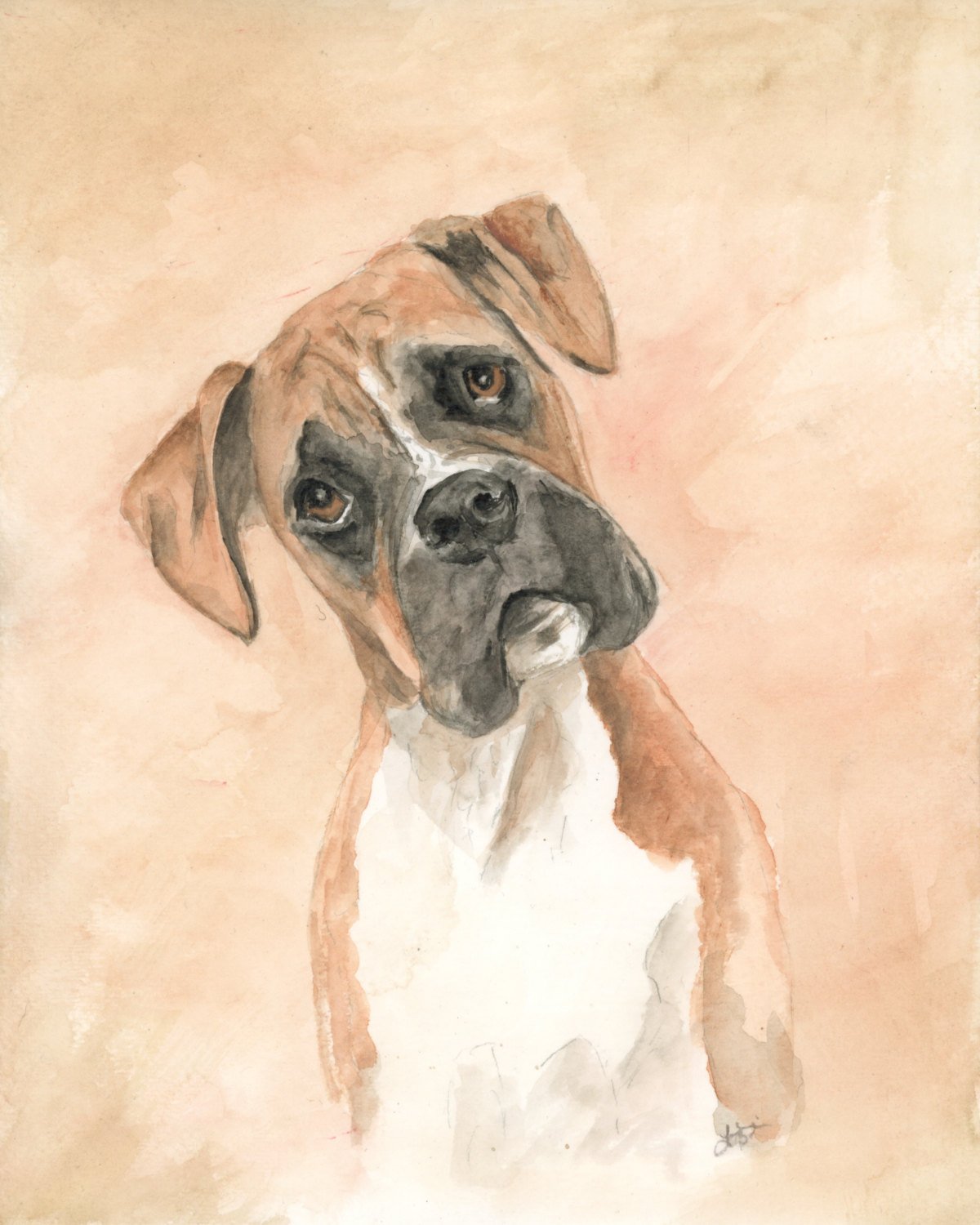 1200x1500 Boxer Dog Original Watercolor Painting Archival Print