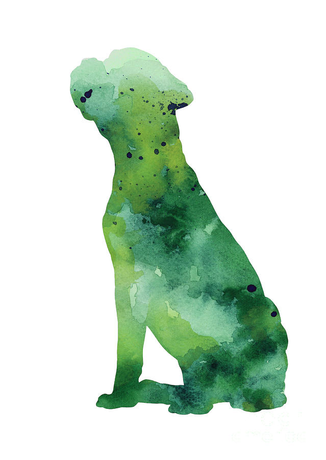 639x900 Boxer Dog Silhouette Watercolor Art Print Painting Painting By