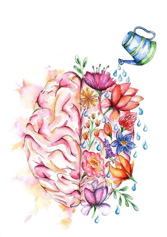 570x806 Watercolour Anatomy Art Print Flower Brain Watercolor In 2018