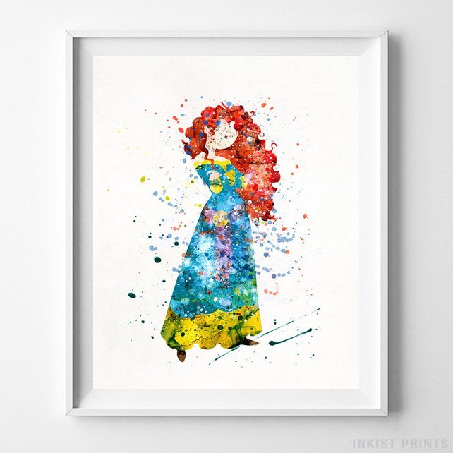 642x642 Merida Poster Brave Watercolor Princess Merida Disney Etsy