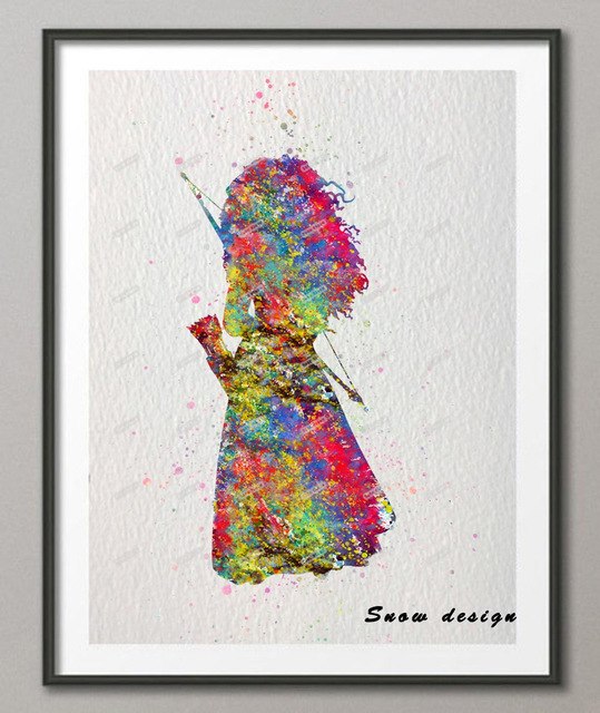 539x640 Original Watercolor Merida Brave Poster Print Pictures Modern