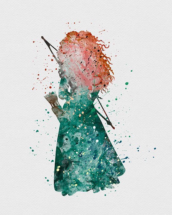 576x720 Princess Merida, Brave Watercolor Art Print Nyesha Timb