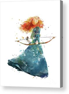 236x322 Princess Merida, Brave Watercolor Art Print Board