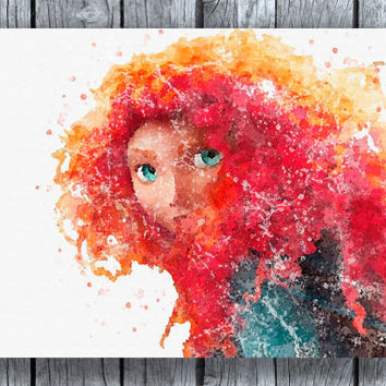 354x354 Princess Merida Brave Disney Watercolor From Allartprints