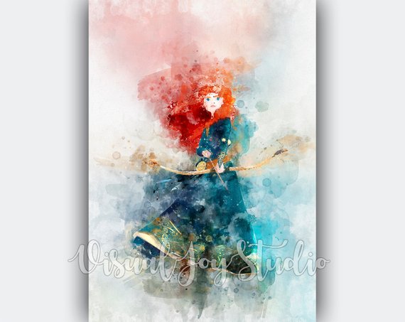 570x453 Princess Merida Brave Watercolor Painting Disney Etsy