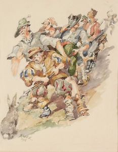233x300 Rudolf Blum (1896 1973), The Brave Bunny, Watercolor, 1920s Ebay