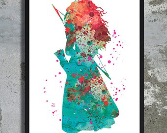 340x270 Sale 20 % Princess Merida Brave Quote Watercolor Art Print