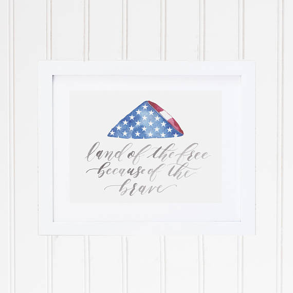 570x570 Land Of The Free Because Of The Brave Watercolor