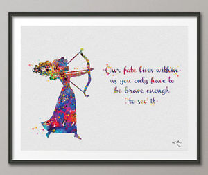 300x253 Brave Inspired Merida Disney Princess Quote Watercolor Print Home