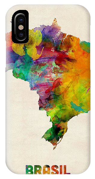 316x592 Brazil Watercolor Map Iphone X Xs Case For Sale By Michael Tompsett