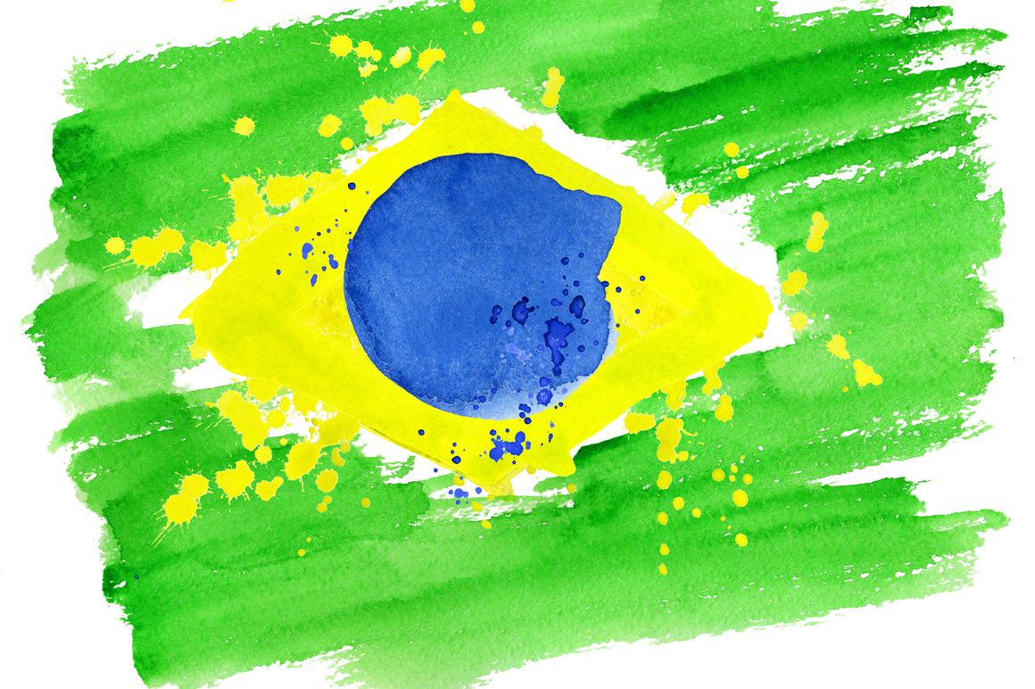 1160x772 Watercolor Brazil Set. Brazilian Flag By Evgeniiasart