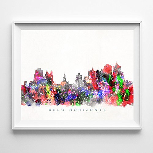 500x500 Belo Horizonte Brazil Watercolor Skyline Wall Art Home