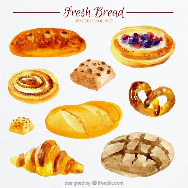 626x626 Fresh Bread In Watercolor Vector Free Download