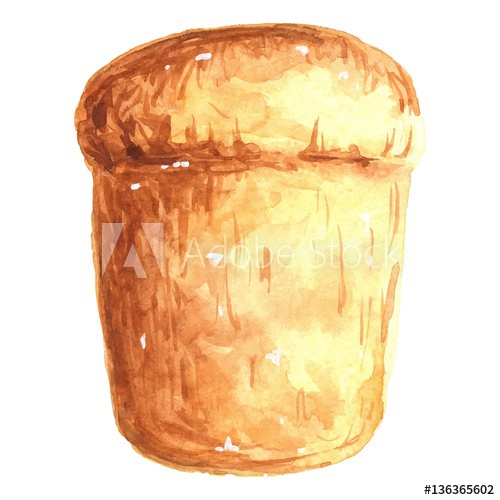 500x500 Hand Drawn Watercolor Delicious Loaf Of Bread, Realistic Food