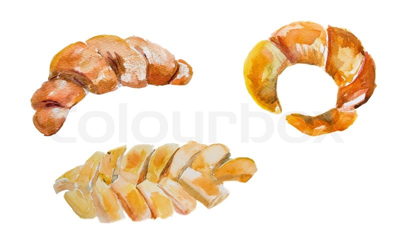 800x497 Watercolor Illustration Of Bread Stock Photo Colourbox
