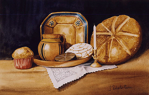 500x319 Watercolor Of Bread Mexican Bread Watercolor Roberto Turu