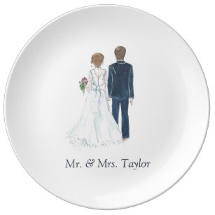 307x307 Bride And Groom Plates Zazzle Uk