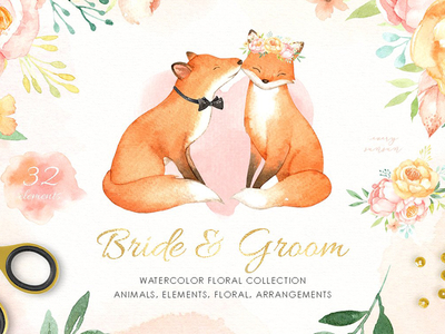 400x300 Bride Amp Groom Watercolor Clipart By Graphics Collection