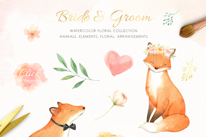 720x479 Bride Amp Groom Watercolor Clipart By Everysunsun