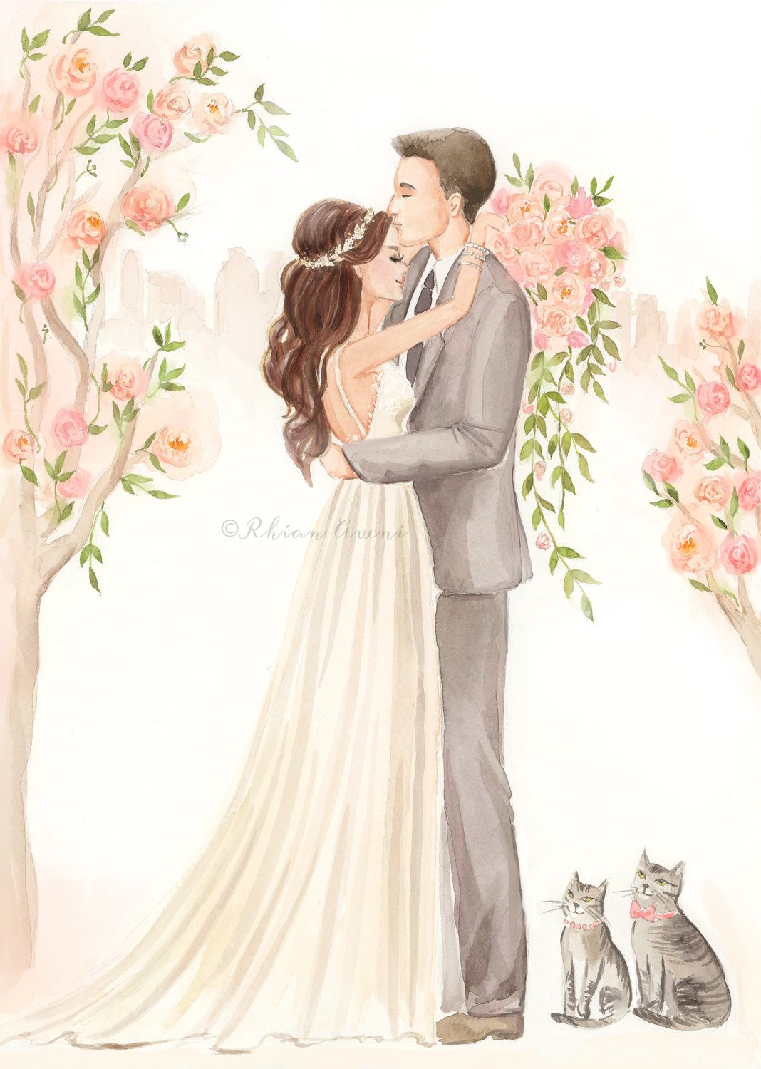 1068x1500 Custom Couple Portrait Illustration